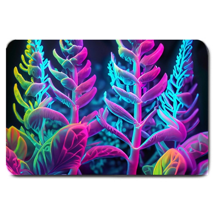 Spring Flower Neon Wallpaper Large Doormat