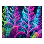 Spring Flower Neon Wallpaper Two Sides Premium Plush Fleece Blanket (Large) 80 x60  Blanket Back