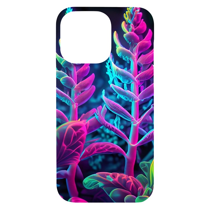 Spring Flower Neon Wallpaper iPhone 14 Pro Max Black UV Print Case