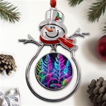 Spring Flower Neon Wallpaper Metal Snowman Ornament Front