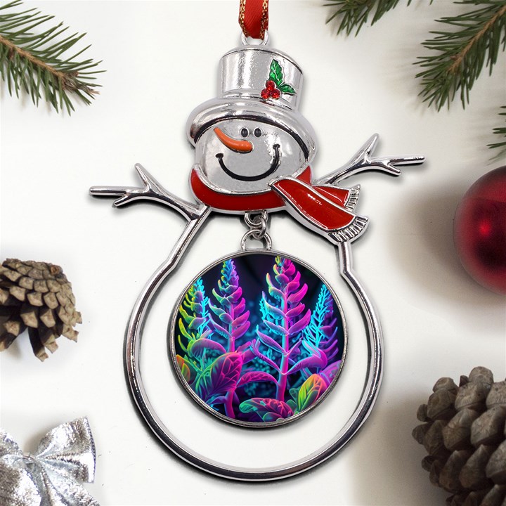 Spring Flower Neon Wallpaper Metal Snowman Ornament