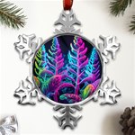 Spring Flower Neon Wallpaper Metal Small Snowflake Ornament Front