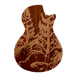 Spring Flower Neon Wallpaper Guitar Shape Wood Guitar Pick Holder Case And Picks Set Front