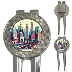 Skyscrapers City Usa 3-in-1 Golf Divots by Cemarart