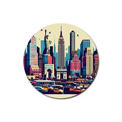 Skyscrapers City Usa Rubber Round Coaster (4 Pack) by Cemarart