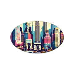 Skyscrapers City Usa Sticker (oval) by Cemarart