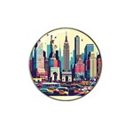 Skyscrapers City Usa Hat Clip Ball Marker Front