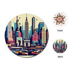 Skyscrapers City Usa Playing Cards Single Design (round)