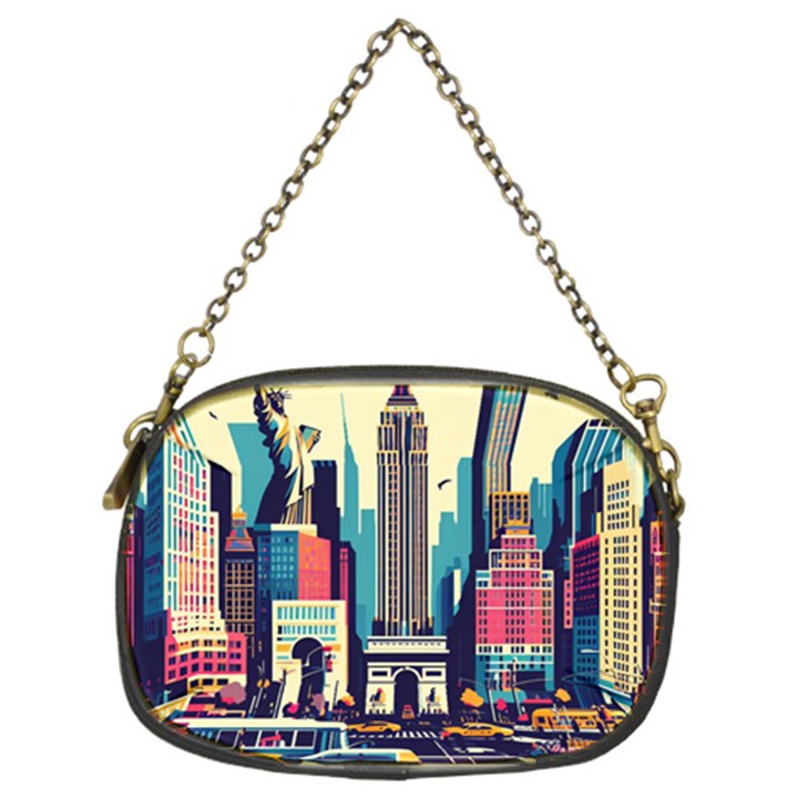 Skyscrapers City Usa Chain Purse (Two Sides)