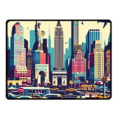 Skyscrapers City Usa Two Sides Fleece Blanket (small) by Cemarart