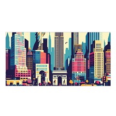 Skyscrapers City Usa Satin Shawl 45  X 80  by Cemarart