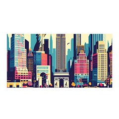 Skyscrapers City Usa Satin Wrap 35  X 70  by Cemarart