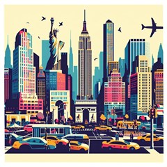 Skyscrapers City Usa Wooden Puzzle Square by Cemarart