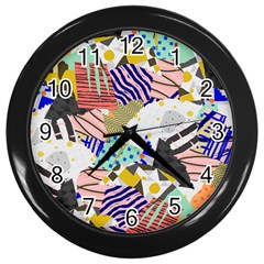 Digital Paper Scrapbooking Abstract Wall Clock (black) by Cemarart