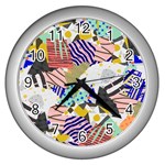 Digital Paper Scrapbooking Abstract Wall Clock (Silver) Front