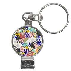 Digital Paper Scrapbooking Abstract Nail Clippers Key Chain by Cemarart