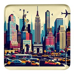 Skyscrapers City Usa Square Glass Fridge Magnet (4 Pack) by Cemarart