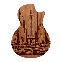 Skyscrapers City Usa Guitar Shape Wood Guitar Pick Holder Case And Picks Set by Cemarart