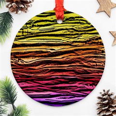 Rainbow Wood Digital Paper Pattern Ornament (round) by Cemarart