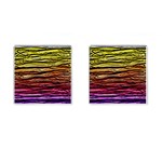 Rainbow Wood Digital Paper Pattern Cufflinks (Square) Front(Pair)