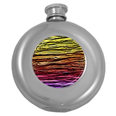 Rainbow Wood Digital Paper Pattern Round Hip Flask (5 Oz) by Cemarart