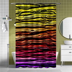 Rainbow Wood Digital Paper Pattern Shower Curtain 48  X 72  (small)  by Cemarart