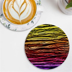 Rainbow Wood Digital Paper Pattern Uv Print Round Tile Coaster by Cemarart