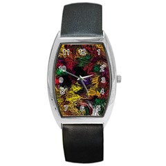 Eiffel Tower Pattern Wallpaper Barrel Style Metal Watch by Cemarart