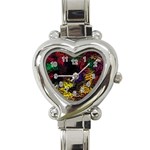 Eiffel Tower Pattern Wallpaper Heart Italian Charm Watch Front