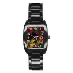 Eiffel Tower Pattern Wallpaper Stainless Steel Barrel Watch by Cemarart