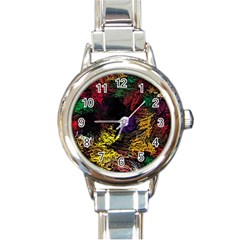 Floral Patter Flowers Floral Drawing Round Italian Charm Watch by Cemarart