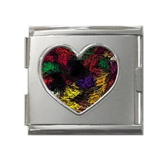 Abstract Painting Colorful Mega Link Heart Italian Charm (18mm) by Cemarart