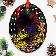 Abstract Painting Colorful Oval Filigree Ornament (two Sides) by Cemarart