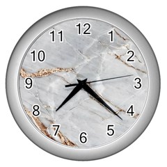 Gray Light Marble Stone Texture Background Wall Clock (silver) by Cemarart