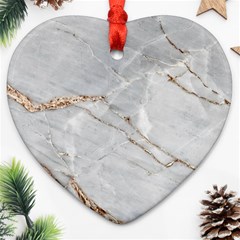 Gray Light Marble Stone Texture Background Heart Ornament (two Sides) by Cemarart