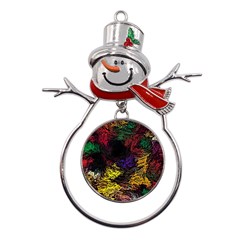 Abstract Painting Colorful Metal Snowman Ornament