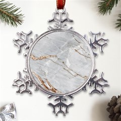 Gray Light Marble Stone Texture Background Metal Large Snowflake Ornament by Cemarart