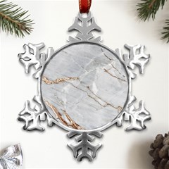 Gray Light Marble Stone Texture Background Metal Small Snowflake Ornament by Cemarart