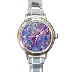 Amethyst Flow Round Italian Charm Watch by kaleidomarblingart