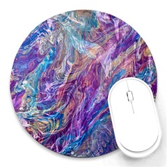 Amethyst Flow Round Mousepad by kaleidomarblingart