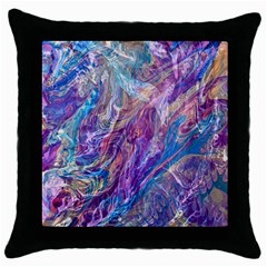 Amethyst Flow Throw Pillow Case (black) by kaleidomarblingart