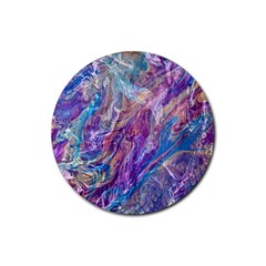 Amethyst Flow Rubber Round Coaster (4 Pack) by kaleidomarblingart