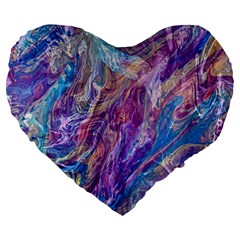 Amethyst Flow Large 19  Premium Heart Shape Cushions by kaleidomarblingart