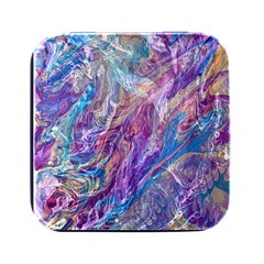 Amethyst Flow Square Metal Box (black) by kaleidomarblingart