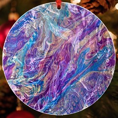 Amethyst Flow Uv Print Acrylic Ornament Round by kaleidomarblingart