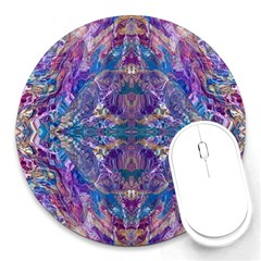 Cobalt Arabesque Round Mousepad by kaleidomarblingart