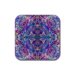 Cobalt Arabesque Rubber Coaster (square) by kaleidomarblingart