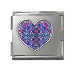 Cobalt arabesque Mega Link Heart Italian Charm (18mm) Front