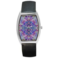 Cobalt Arabesque Barrel Style Metal Watch by kaleidomarblingart