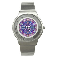 Cobalt Arabesque Stainless Steel Watch by kaleidomarblingart